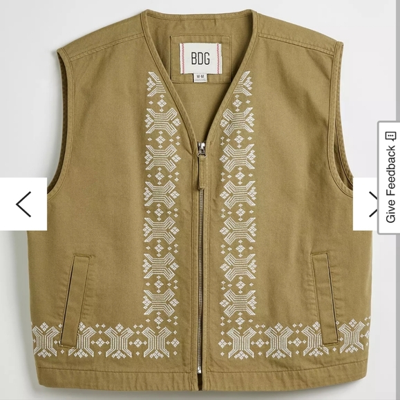 BDG Embroidered Green Vest Urban Outfitters - Picture 3 of 14
